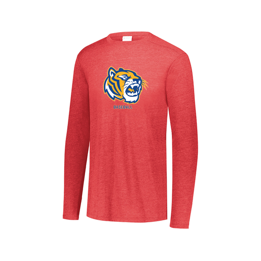 [FTLCUBRD-AXS-LOGO2] Decker Men's Tri-Blend T-Shirt - Long Sleeve (Adult XS, Red, Logo 2)
