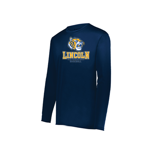 [222823.065.S-LOGO1] Youth LS Smooth Sport Shirt (Youth S, Navy, Logo 1)